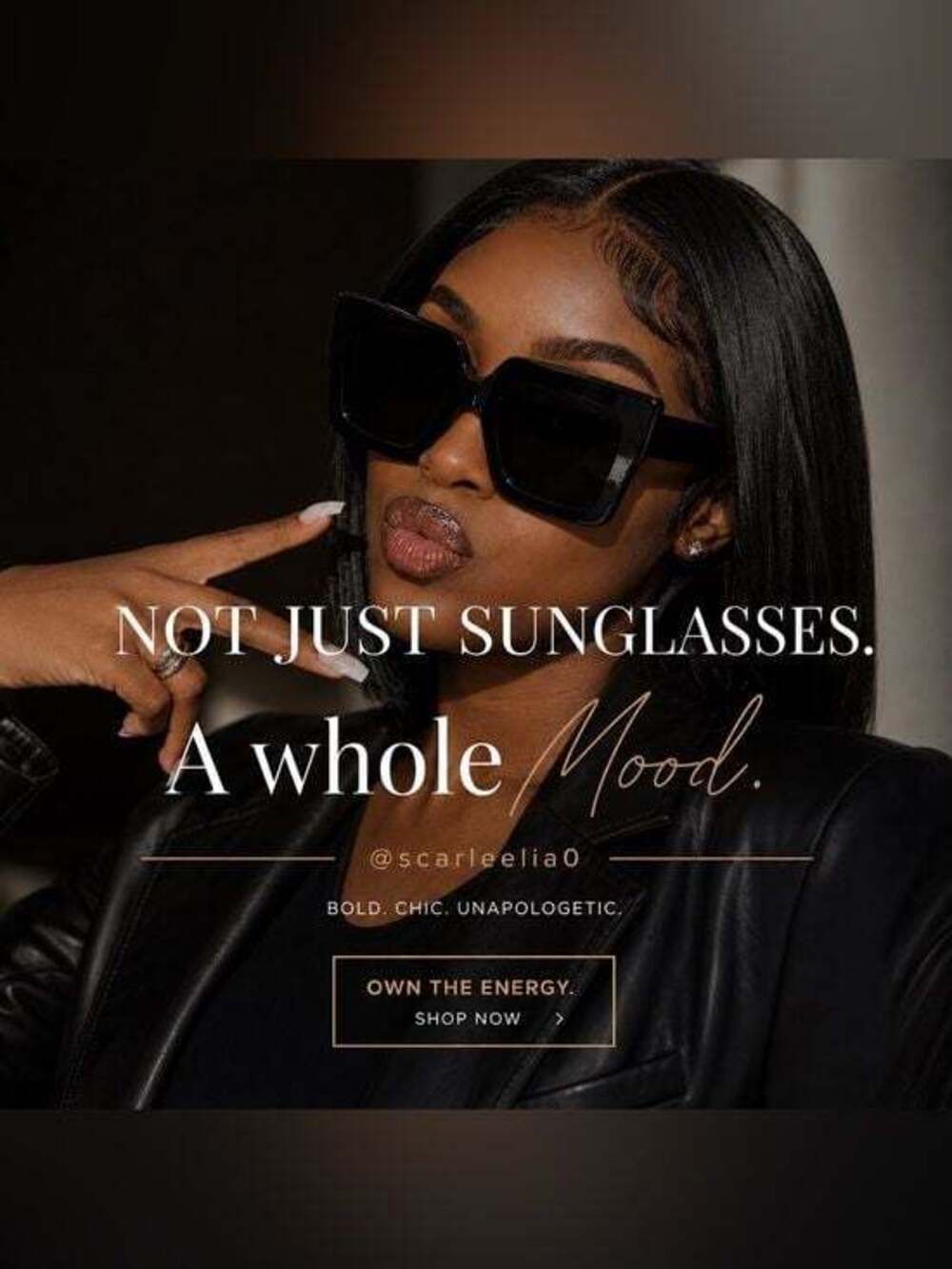 Womens Square Black Sunglasses Oversized Trendy Chic Style
